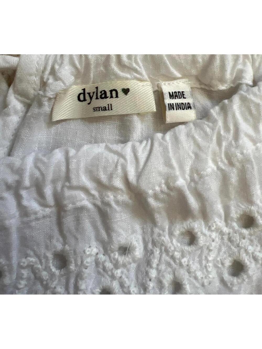 Dylan White Eyelet Embroidered Blouse Womens Small Boho 3/4 Sleeve Summer Top - Picture 4 of 8